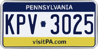 PA license plate KPV3025