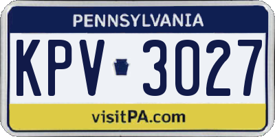 PA license plate KPV3027