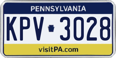 PA license plate KPV3028