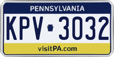 PA license plate KPV3032