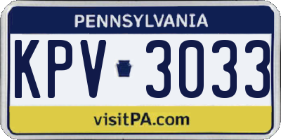PA license plate KPV3033