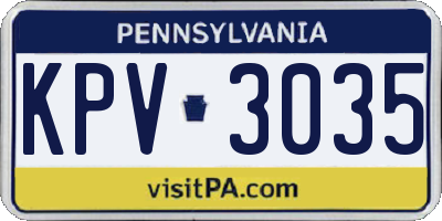 PA license plate KPV3035