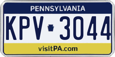 PA license plate KPV3044