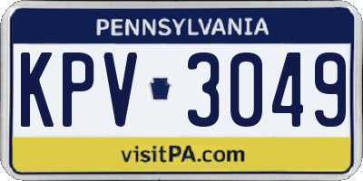 PA license plate KPV3049