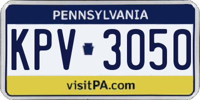 PA license plate KPV3050