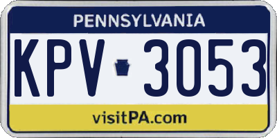 PA license plate KPV3053