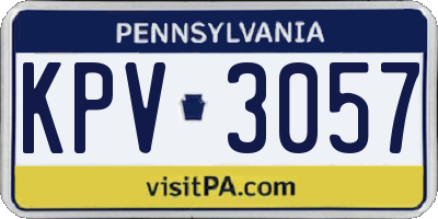PA license plate KPV3057