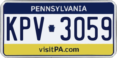 PA license plate KPV3059