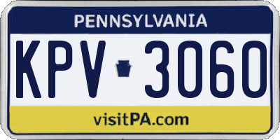 PA license plate KPV3060