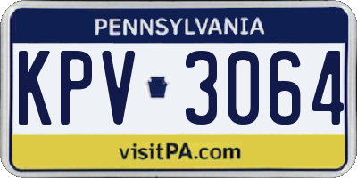 PA license plate KPV3064