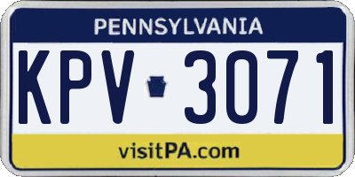 PA license plate KPV3071