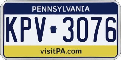 PA license plate KPV3076