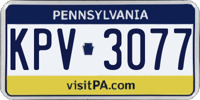 PA license plate KPV3077