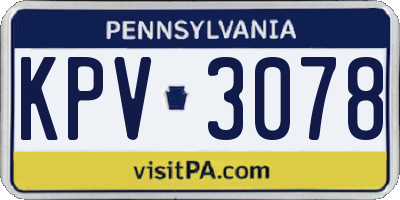 PA license plate KPV3078