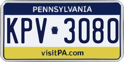 PA license plate KPV3080
