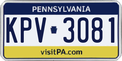 PA license plate KPV3081