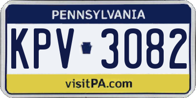 PA license plate KPV3082