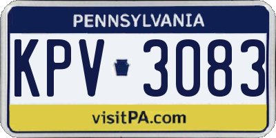 PA license plate KPV3083