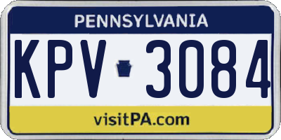 PA license plate KPV3084
