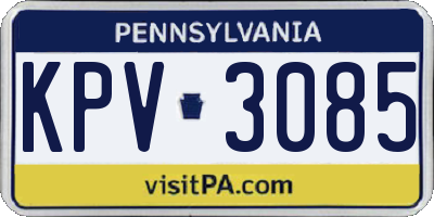 PA license plate KPV3085