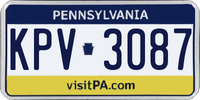 PA license plate KPV3087