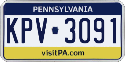 PA license plate KPV3091