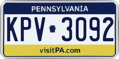 PA license plate KPV3092
