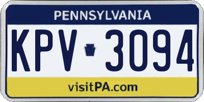 PA license plate KPV3094