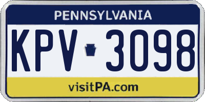 PA license plate KPV3098