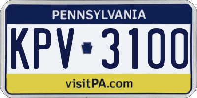 PA license plate KPV3100