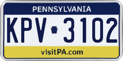 PA license plate KPV3102