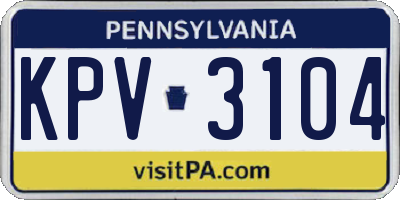 PA license plate KPV3104