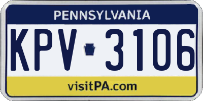 PA license plate KPV3106
