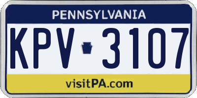 PA license plate KPV3107
