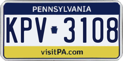 PA license plate KPV3108