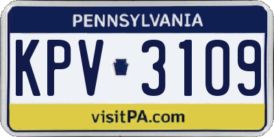 PA license plate KPV3109