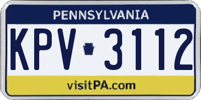 PA license plate KPV3112