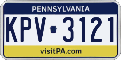 PA license plate KPV3121