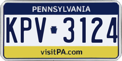 PA license plate KPV3124