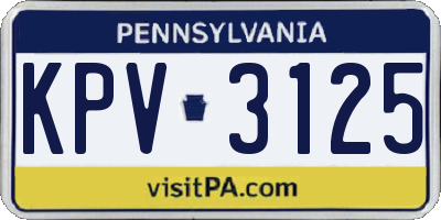 PA license plate KPV3125