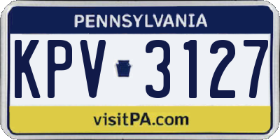 PA license plate KPV3127