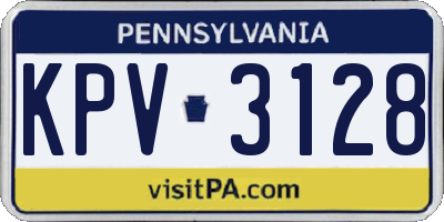 PA license plate KPV3128
