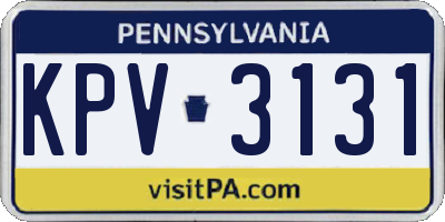 PA license plate KPV3131