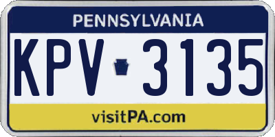 PA license plate KPV3135