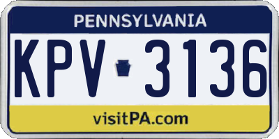 PA license plate KPV3136