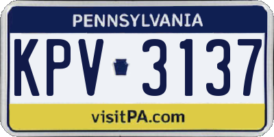 PA license plate KPV3137