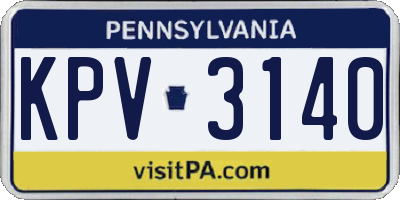 PA license plate KPV3140