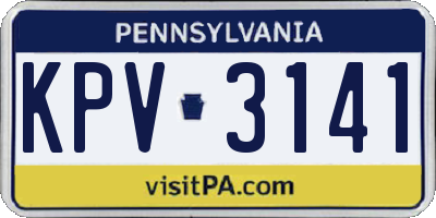 PA license plate KPV3141