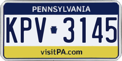 PA license plate KPV3145
