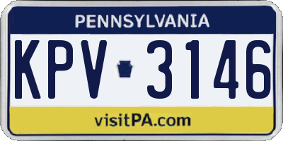 PA license plate KPV3146